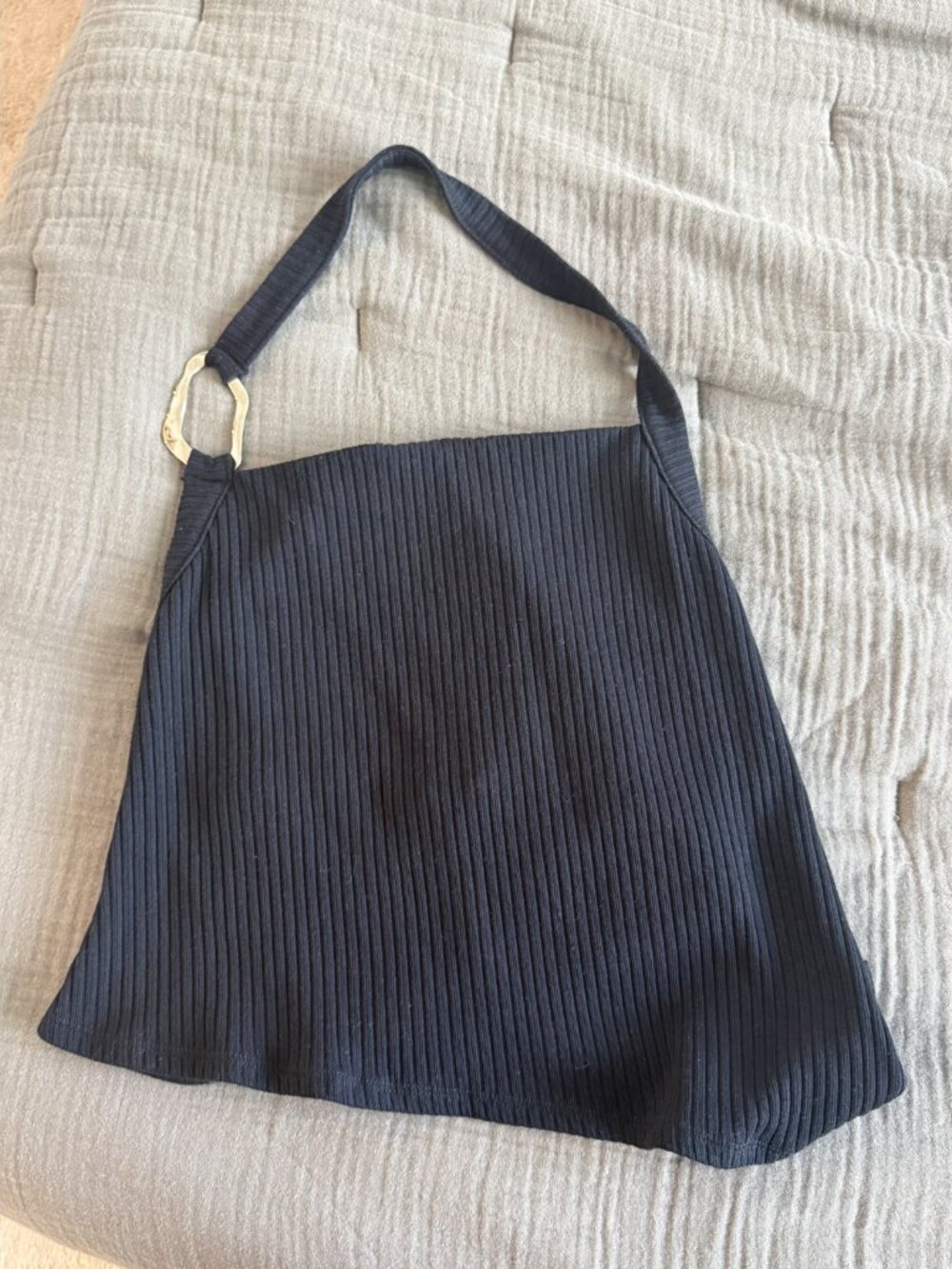 Reformation Sirena One Shoulder Ribbed Knit Top Black M NWT